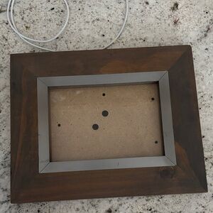 Rustic Brown Wooden and Gray Metal Picture Frame